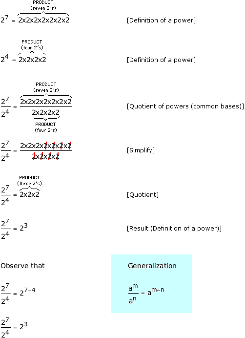 Quotient of Powers Base) Property
